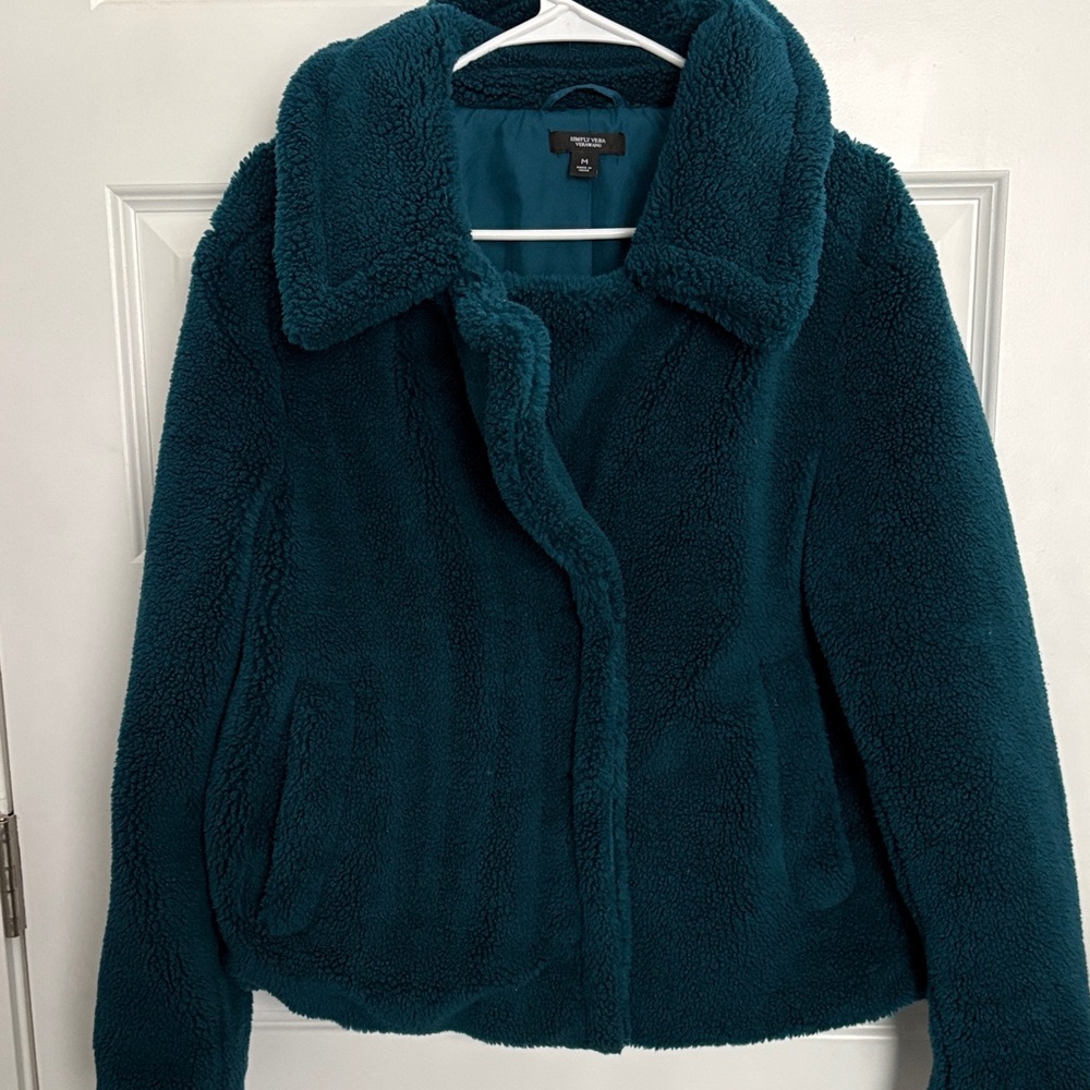 Vera Wang Teal Sherpa Trench Coat